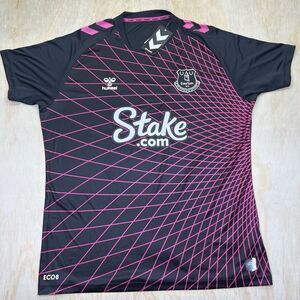 NEW Everton Hummel Adult Away Goalkeeper Short Sleeve Jersey XL Black Pink